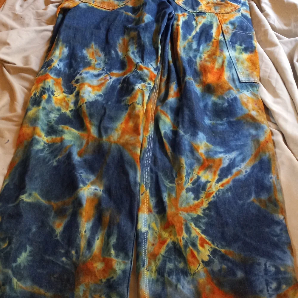 Tie dye Overalls 34×32, Grateful Dead patch Overalls, blue × orange Overalls - Picture 11 of 12